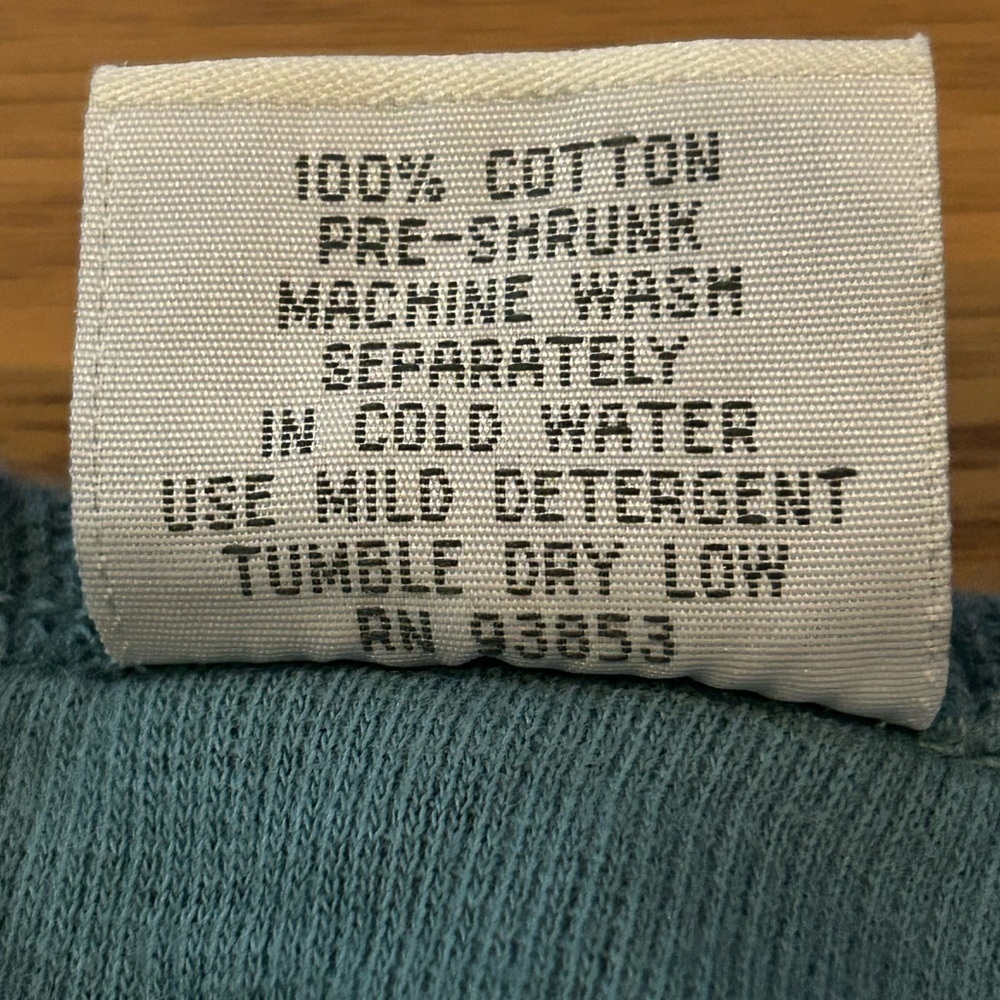 Vintage Varsity Sport Teal Waffle Knit Long Sleeve Top Women’s Medium Cotton - Picture 10 of 12
